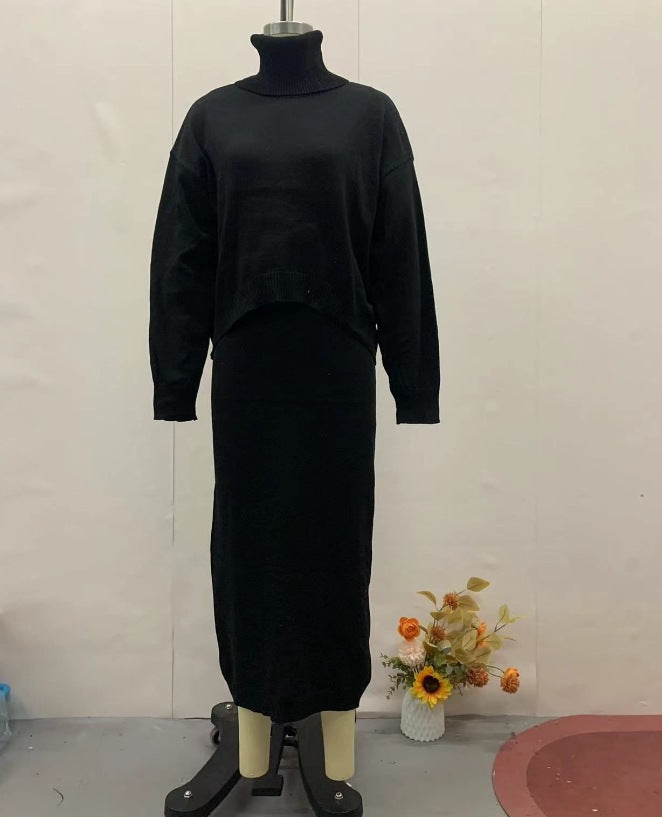 Ensemble deux-pièces en maille, style élégant et décontracté.