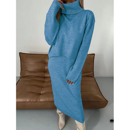 Ensemble deux-pièces en maille, style élégant et décontracté.