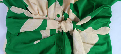Robe chemisier taille haute à manches courtes