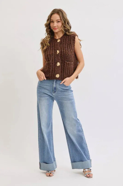 Gilet sans manches en maille épaisse