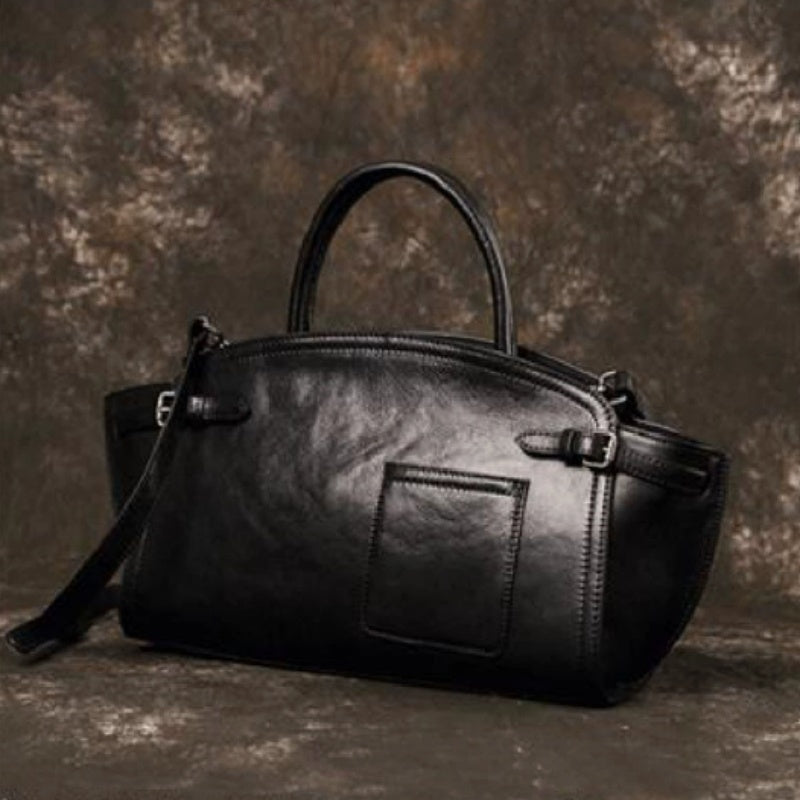 Sac bandoulière zippé en cuir pour femme